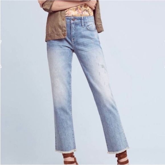 Anthropologie Pilcro Hyphen Jeans Raw Hem Cropped 29 - Picture 2 of 10